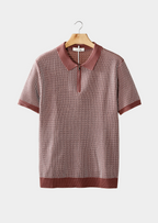 Geometric Textured Zip Polo
