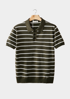 Striped Textured Button Polo