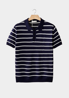 Striped Textured Button Polo