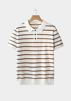 Striped Textured Button Polo