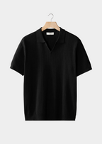Open Collar Ribbed Polo