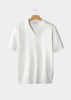 Open Collar Ribbed Polo