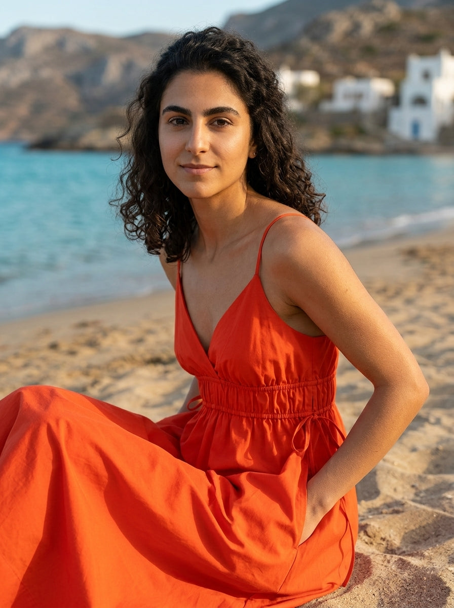 Robe Pserimos — Corail Col V Bretelles Dos Ouvert