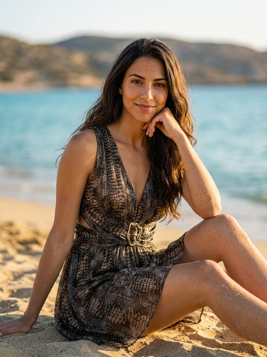 Robe Gavdos — Mini Animal Print à Anneau