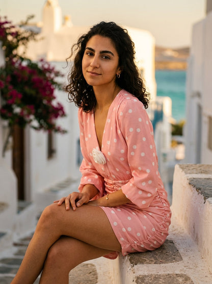 Robe Antiparos — Mini Pois à Fleur
