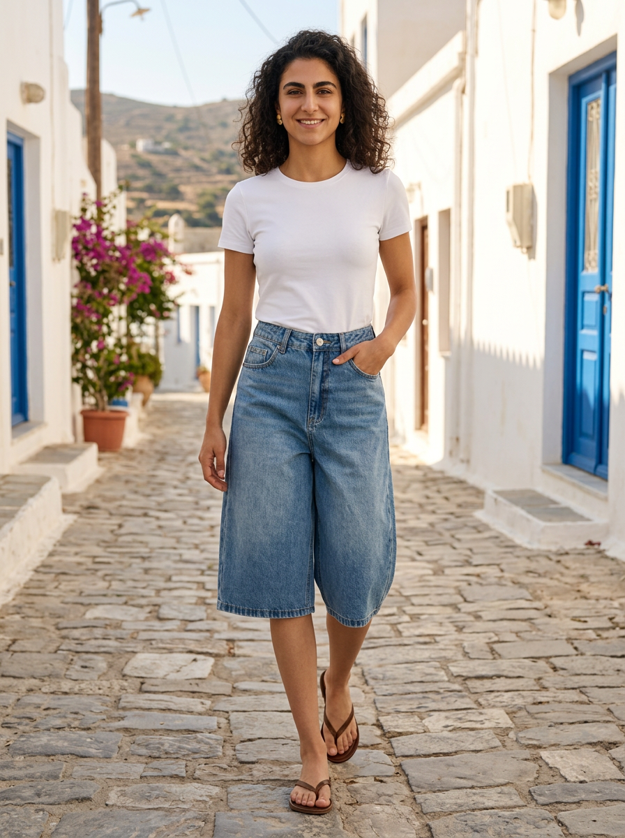 Bermuda Jean Baggy — Taille Haute