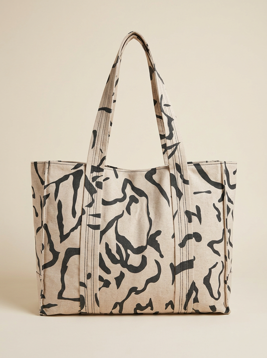 Tote Bag de Plage — Imprimé, Beige