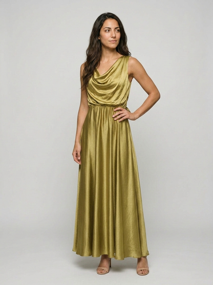 Robe Tinos — Kaki Satin Cowl