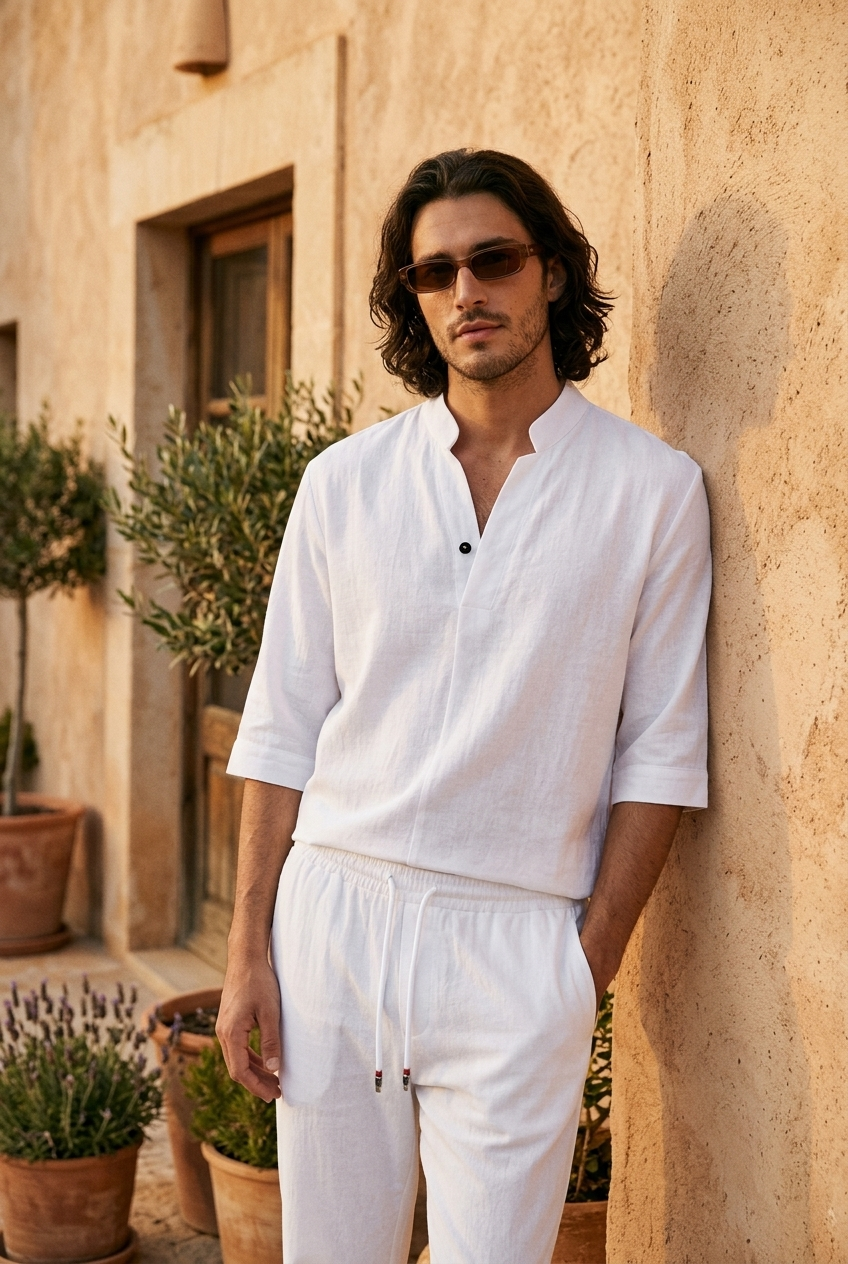 Ensemble Monte-Carlo chemise et pantalon en lin — style Riviera VERELIO