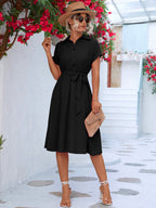 Dakota - Button-Up Shirt Dress with Waist Belt and Collar
