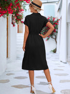 Dakota - Button-Up Shirt Dress with Waist Belt and Collar