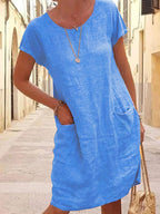 Livia - Loose-Fit Linen-Look Dress with Pockets