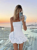 Paloma - One-Shoulder Mini Dress with Ruffle Hem, Fitted