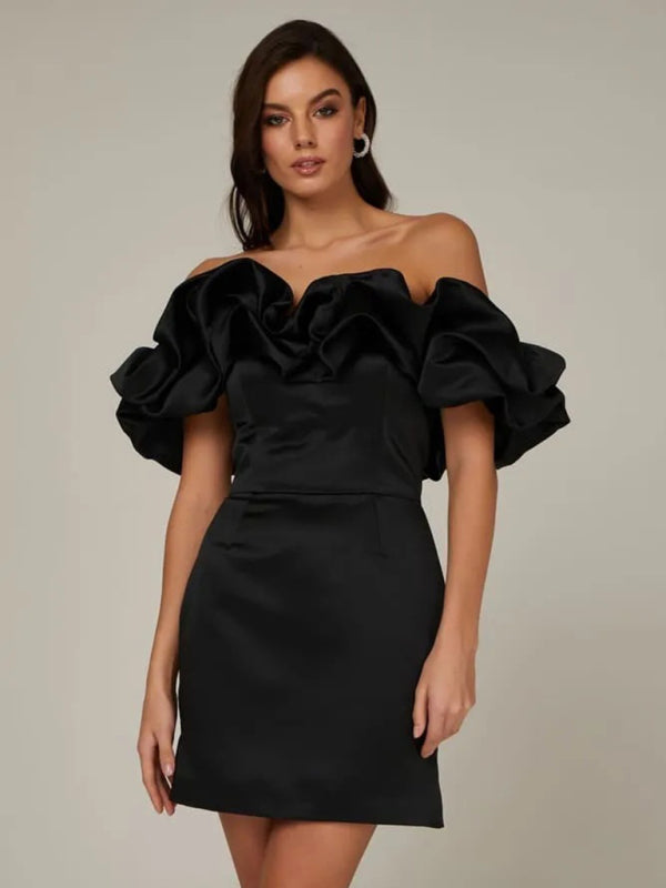Helena — Bardot Ruffle Mini Dress