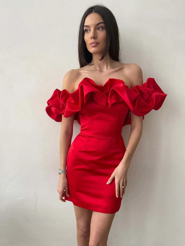 Helena — Bardot Ruffle Mini Dress