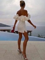 Helena — Bardot Ruffle Mini Dress
