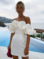 Helena — Bardot Ruffle Mini Dress