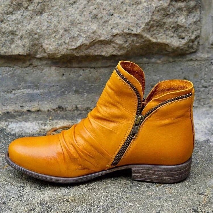Riley — Leather Zip-Up Ankle Boots