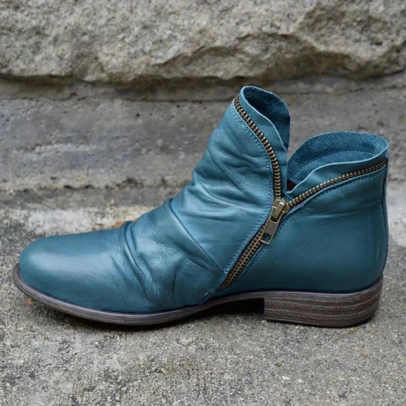 Riley — Leather Zip-Up Ankle Boots