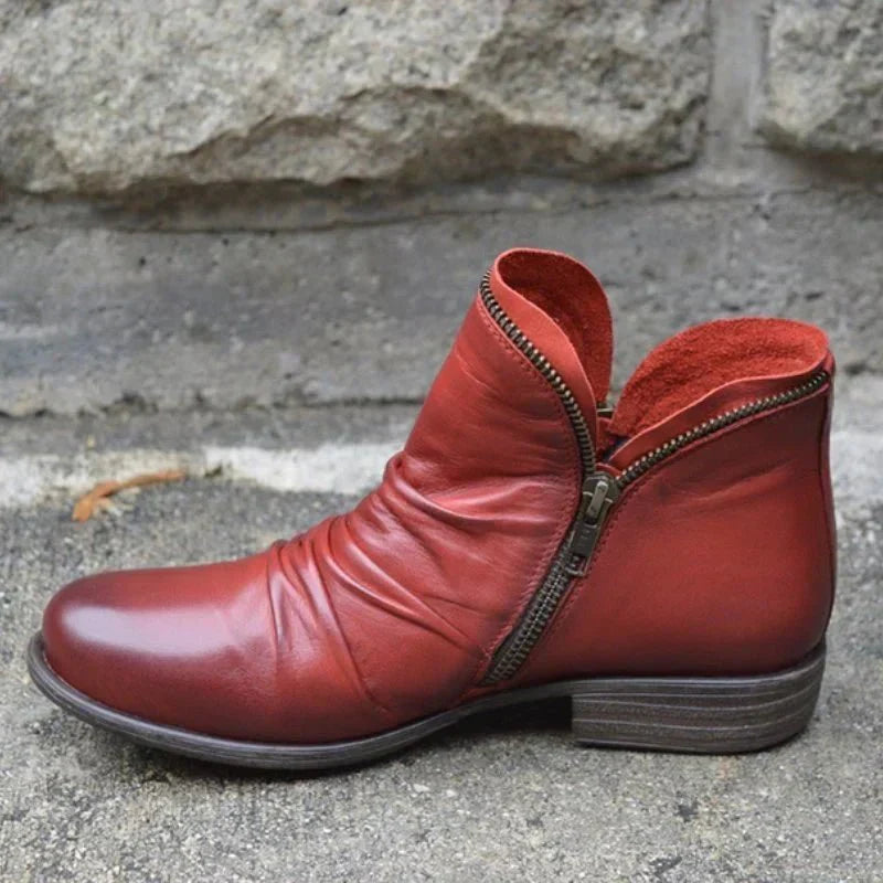 Riley — Leather Zip-Up Ankle Boots