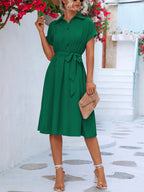 Dakota - Button-Up Shirt Dress with Waist Belt and Collar