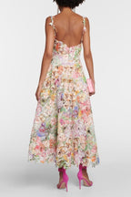 Bellarose - Floral Embroidered Lace Midi Dress, Elegant and Romantic Summer Look