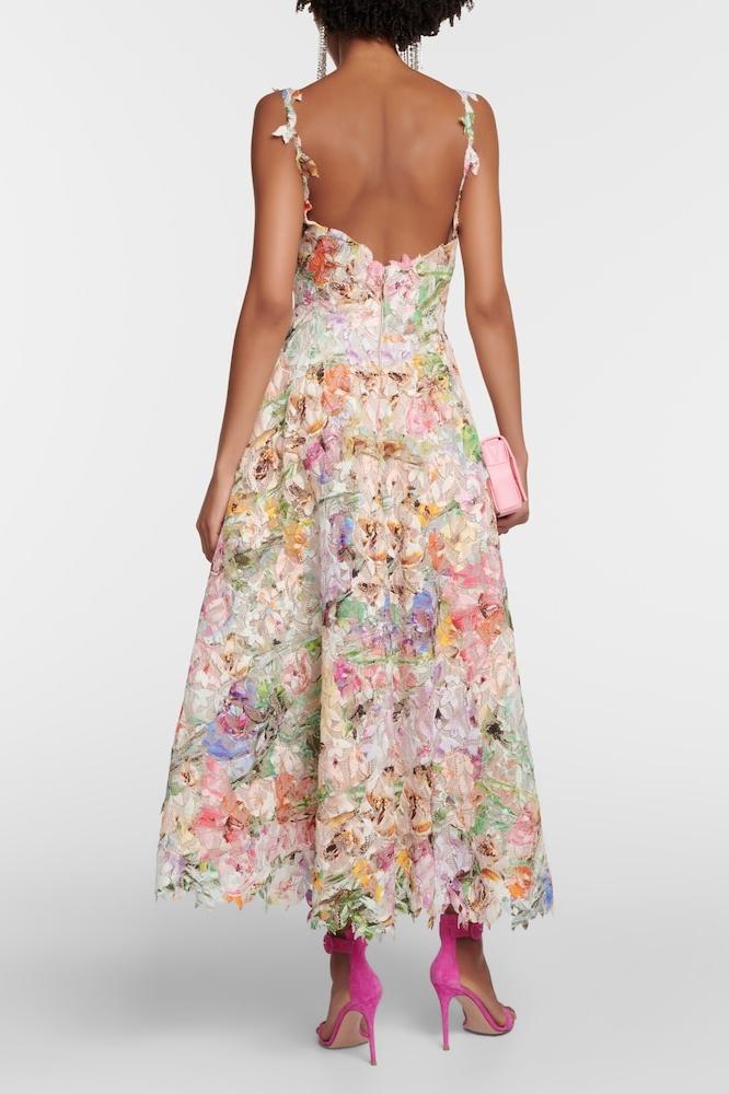 Bellarose - Floral Embroidered Lace Midi Dress, Elegant and Romantic Summer Look