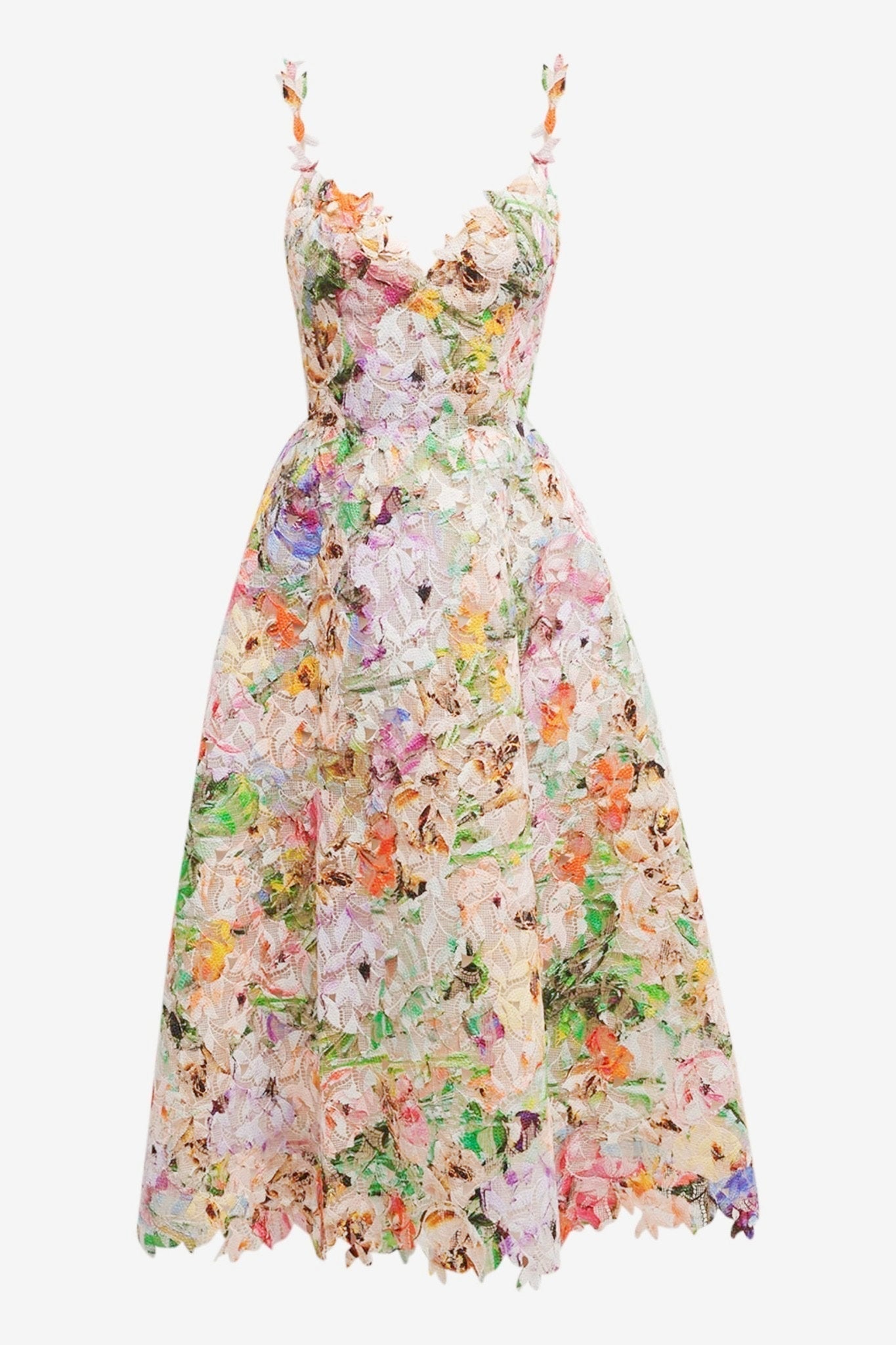 Bellarose - Floral Embroidered Lace Midi Dress, Elegant and Romantic Summer Look