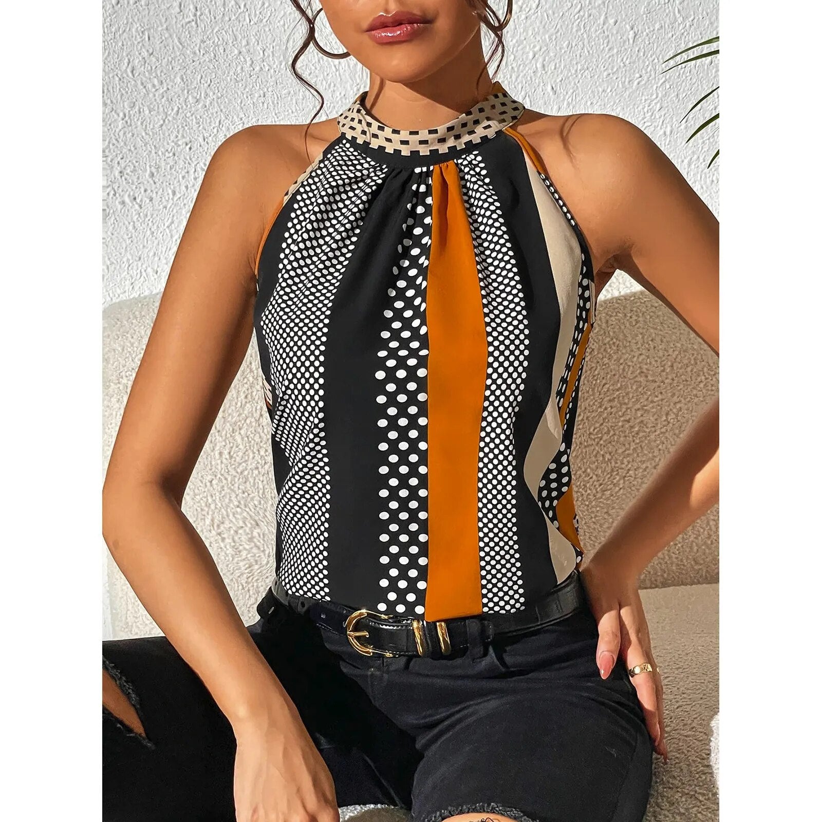 Kate - Damski elegancki top bezrękawowy